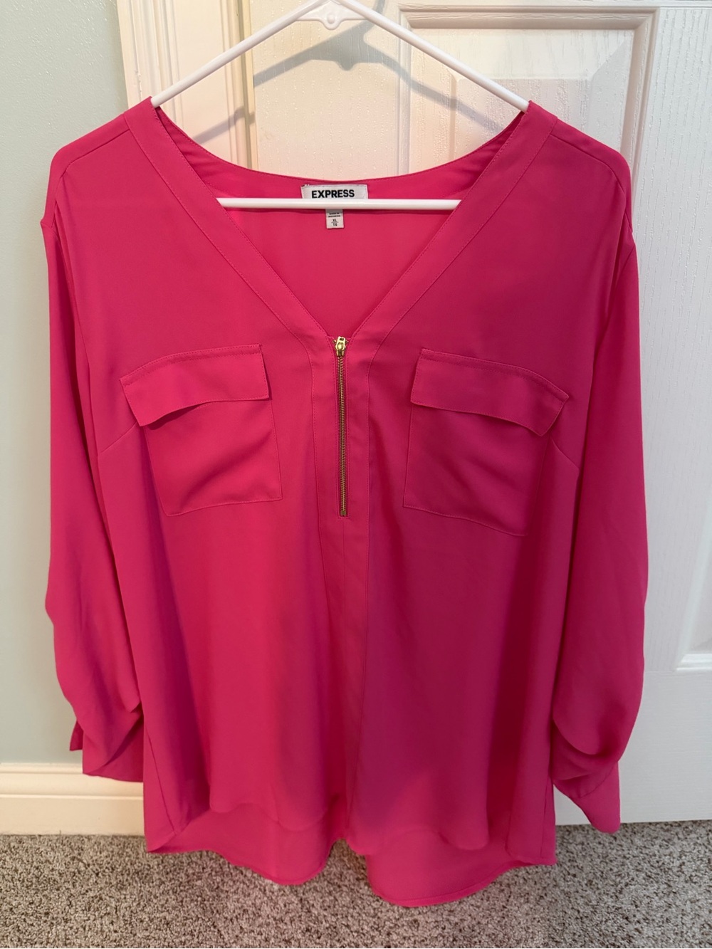 Express long sleeve blouse with zipper